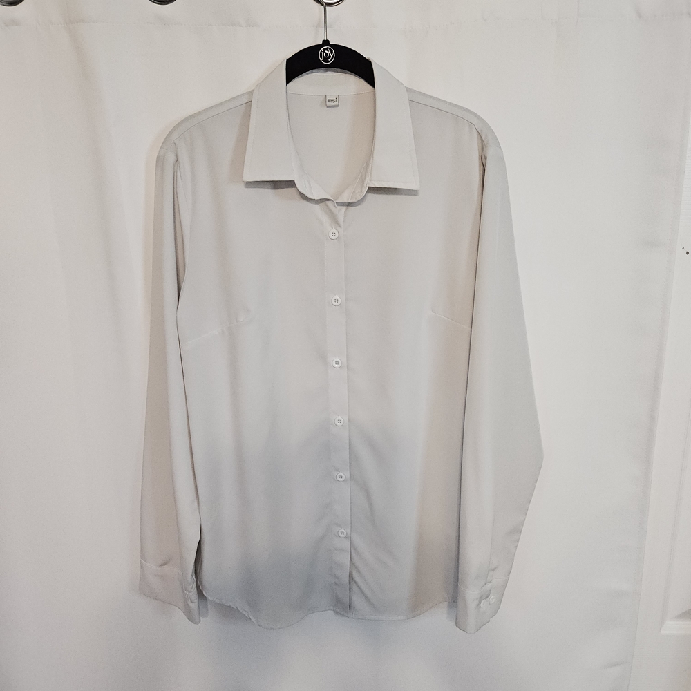 Classic Very Light Gray Women's Button-up Blouse from Paris